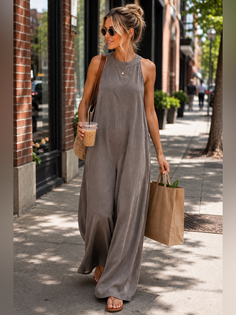 Anthropologie Cloth & Stone Marfa Tencel Wide Leg Jumpsuit M